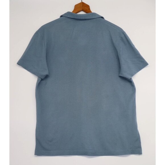 Theory Mens Polo Shirt Blue Size M Cotton Blend Short Sleeve Preppy Casual - Picture 4 of 8
